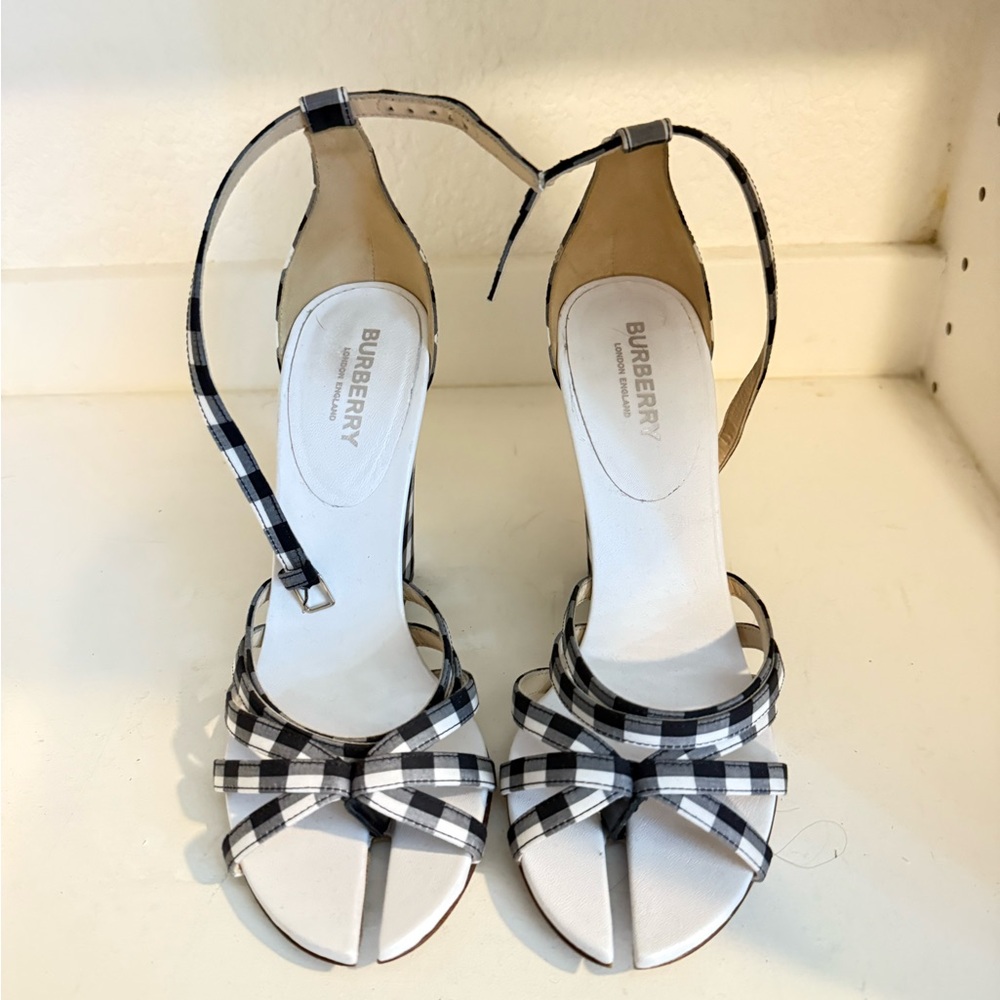 Burberry Black and White Checkered Heels